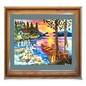 Lake Shore Cabin    laege  Canvas Art